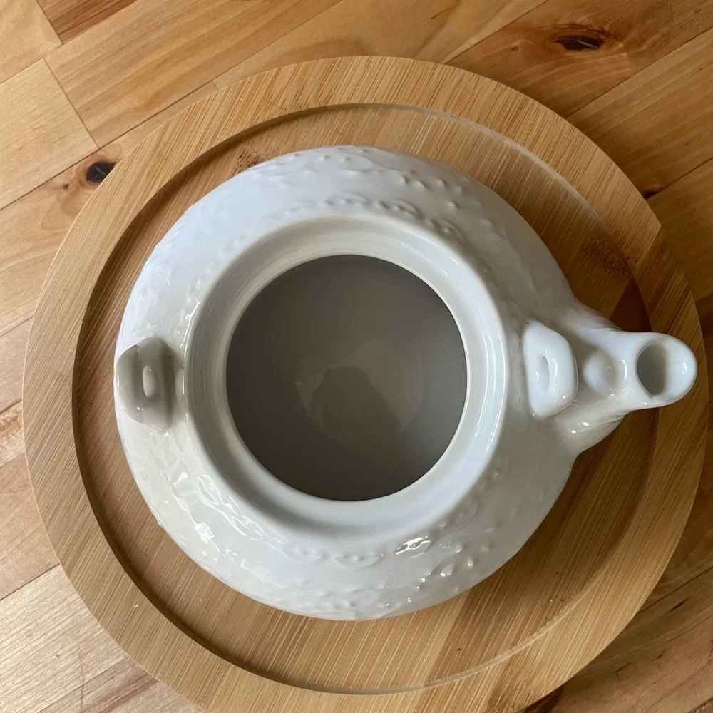 White Pier One Teapot